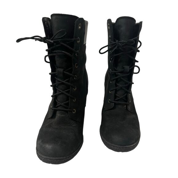 Timberland Heeled Boot Allington Black Leather 6" Lace-Up Rubber Sole - Picture 5 of 9